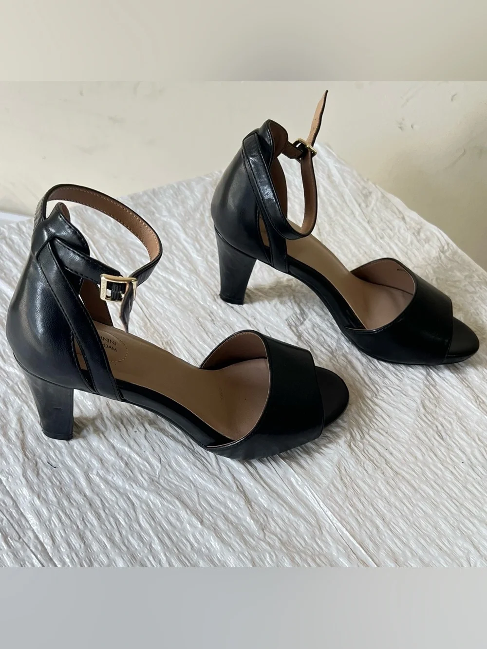 Giani Bernini Black Ankle-Strap Block Heel Sandals